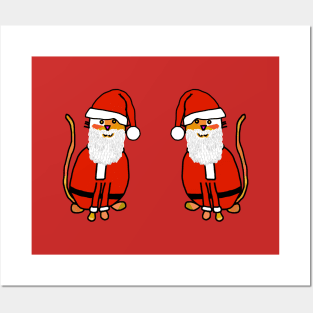 Santa Cat Christmas Duo Posters and Art